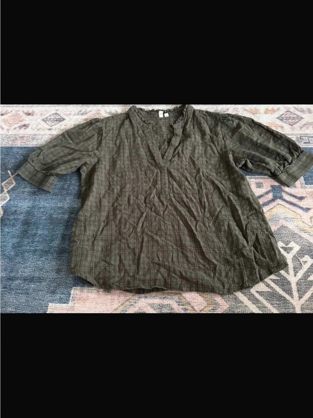 Treasure & Bond Olive Green Women's Peasant Blouse
